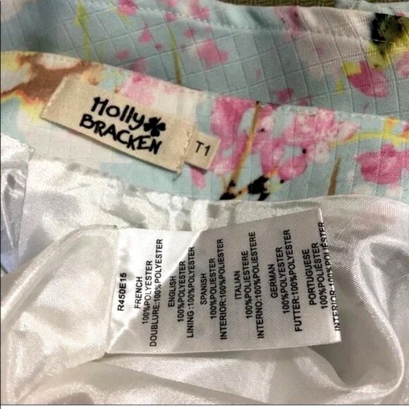 Molly Bracken Skirt Bird print swing/skater print light blue size small - Picture 4 of 7